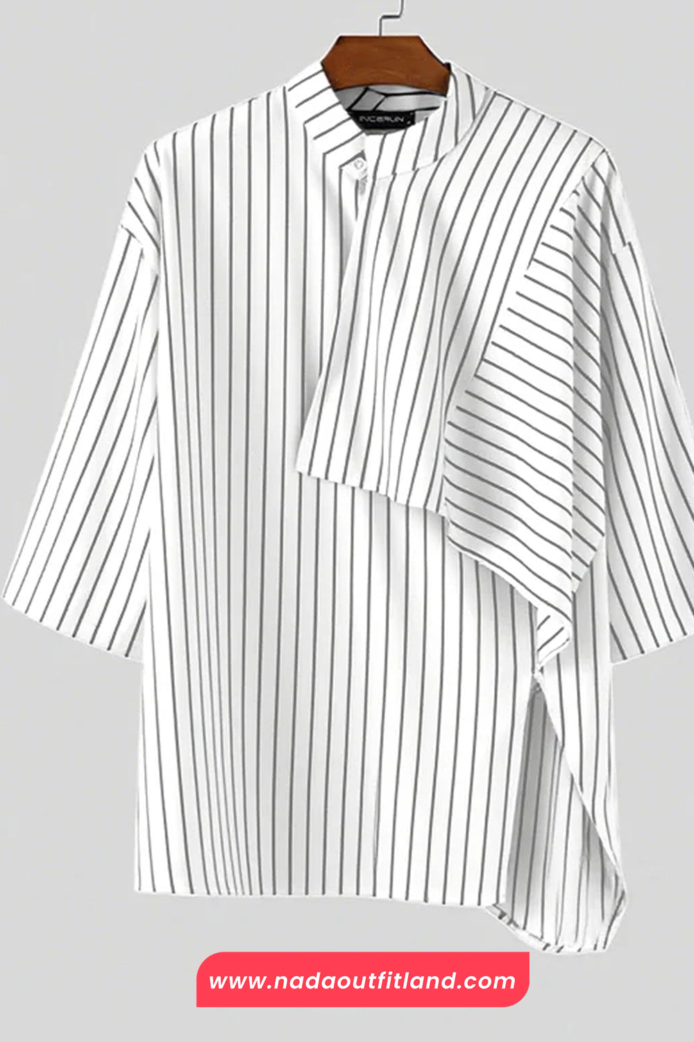 Loose Striped Three Quarter Sleeve Irregular Men Blouse Shirts
