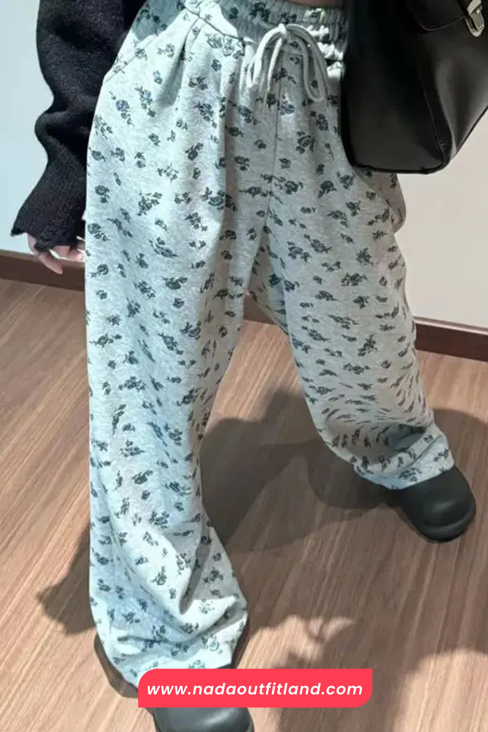 Loose Thick Floral Pattern Casual Sweatpants