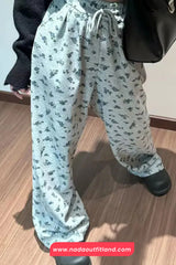 Loose Thick Floral Pattern Casual Sweatpants
