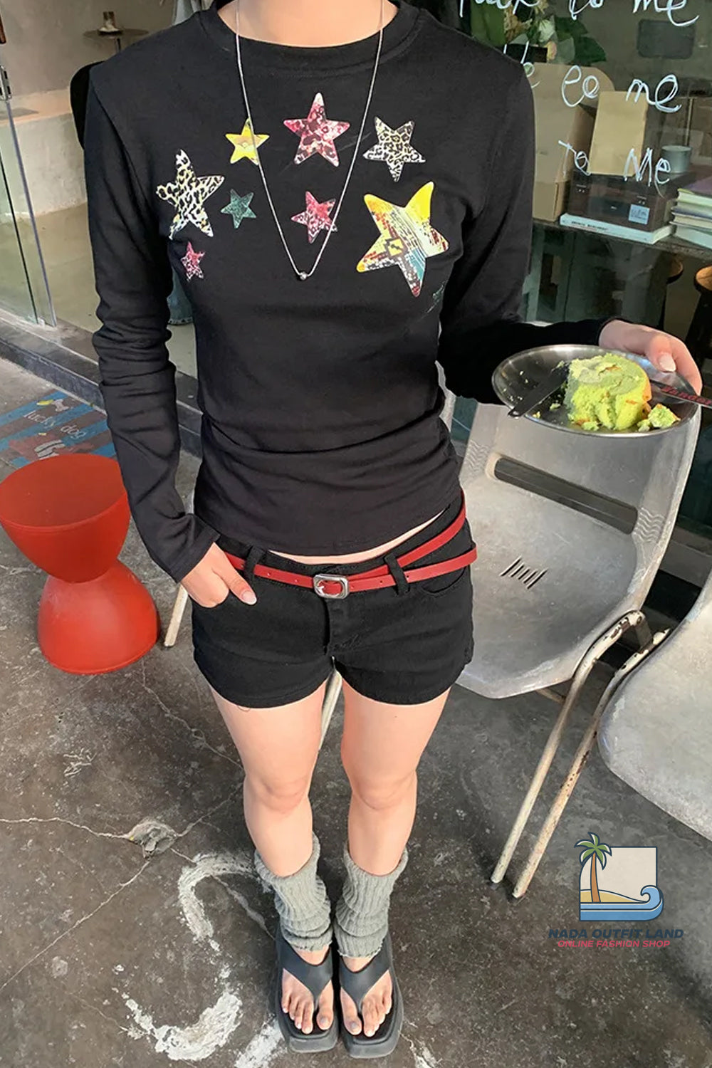 Long Sleeve Stars Aesthetic Pattern Shirt