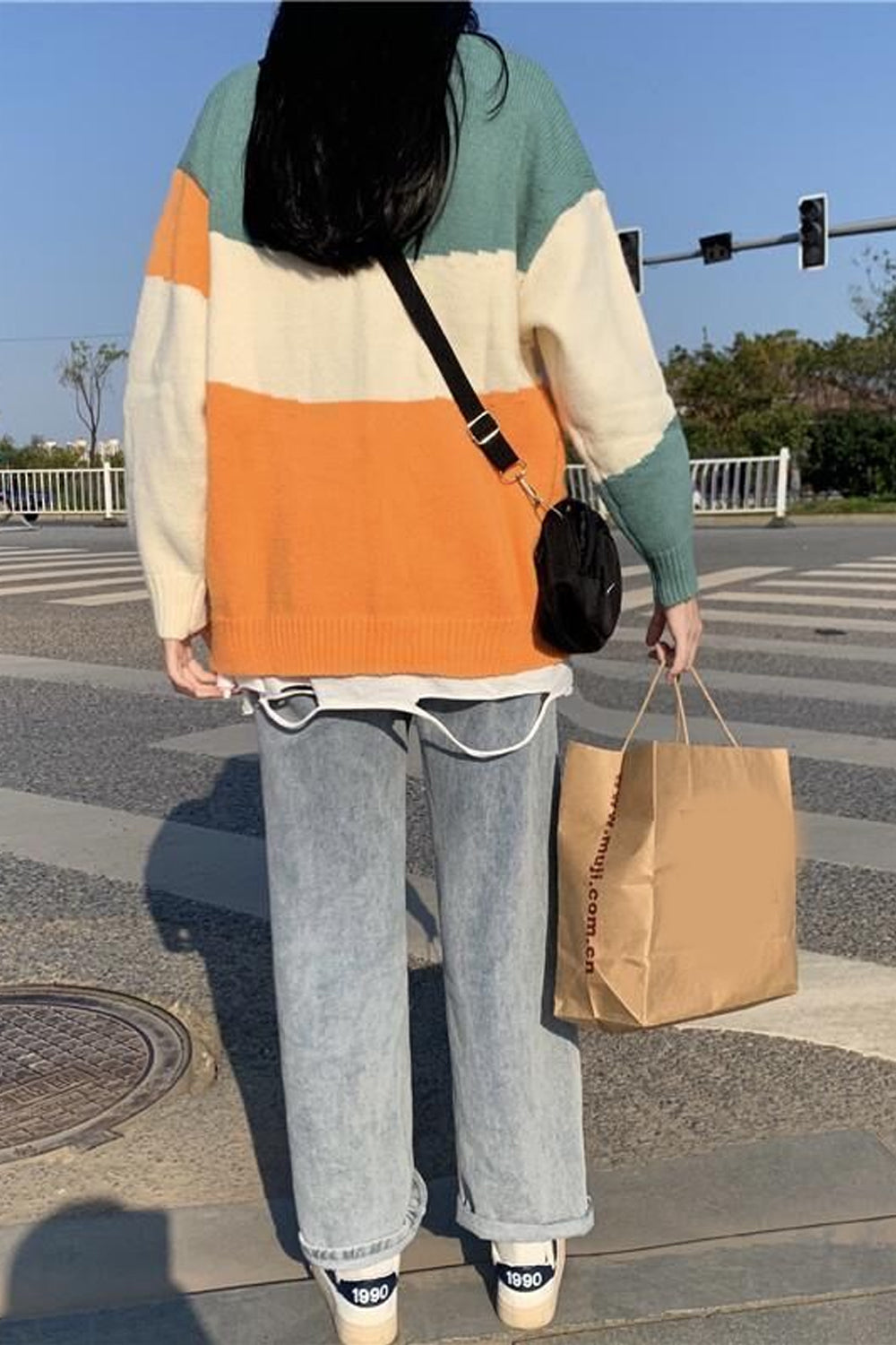 Retro Big Striped O-Neck Sweater