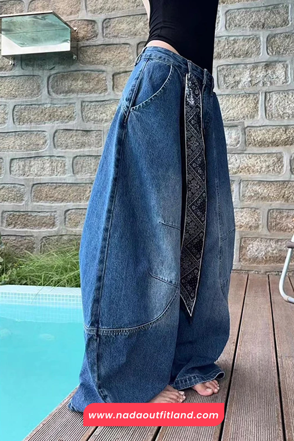 High Waist Loose Wide Leg Blue Jeans Pants