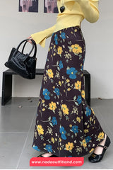 High Waist Retro Floral Long Elegant Skirts