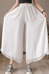 High Waist Loose Wide Leg Mesh Chiffon Pants