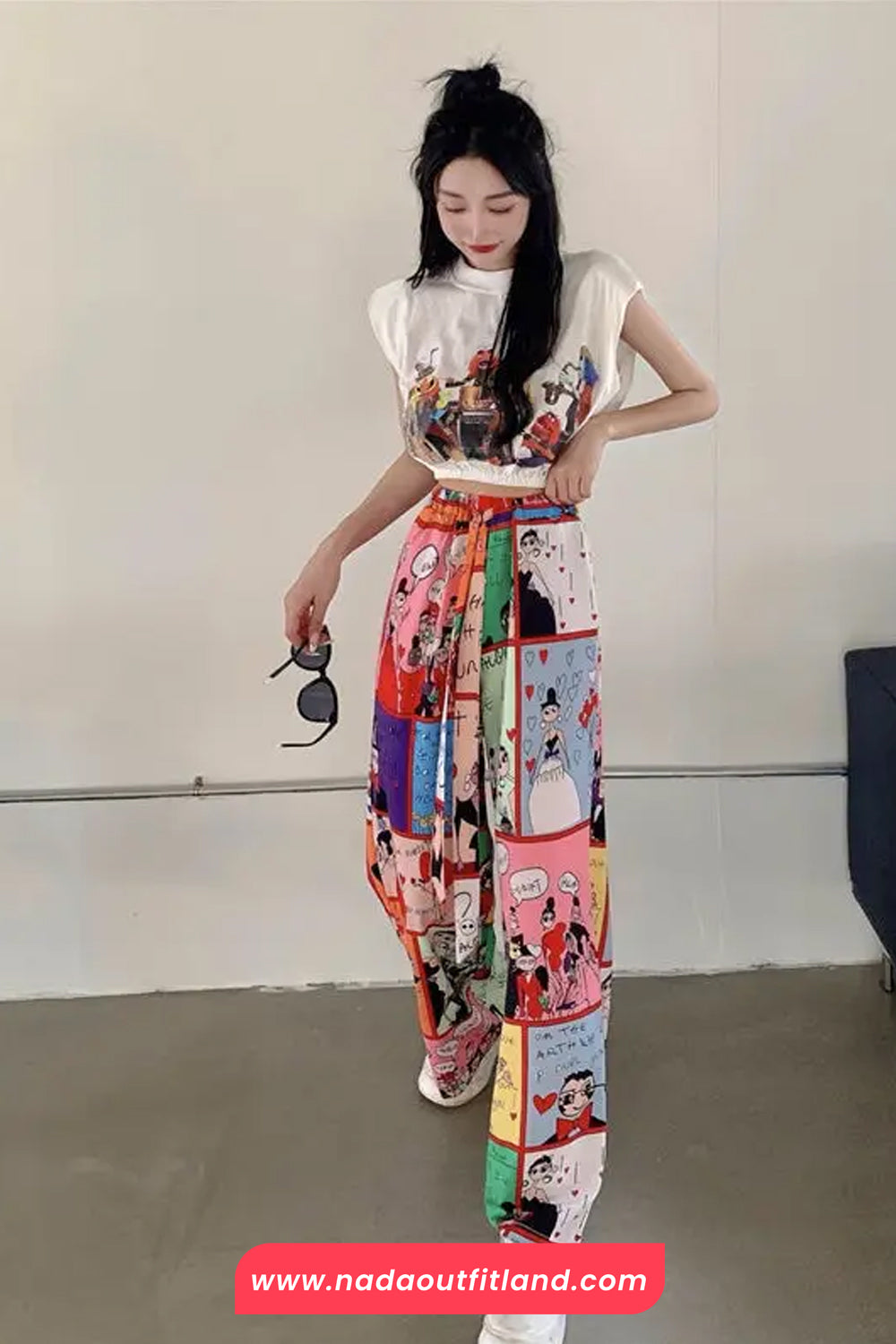 Cute Cartoon Comic Style Pattern Long Pants