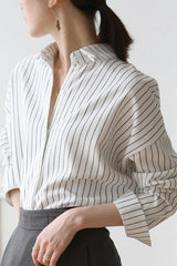 Loose Striped Office Blouse Shirt