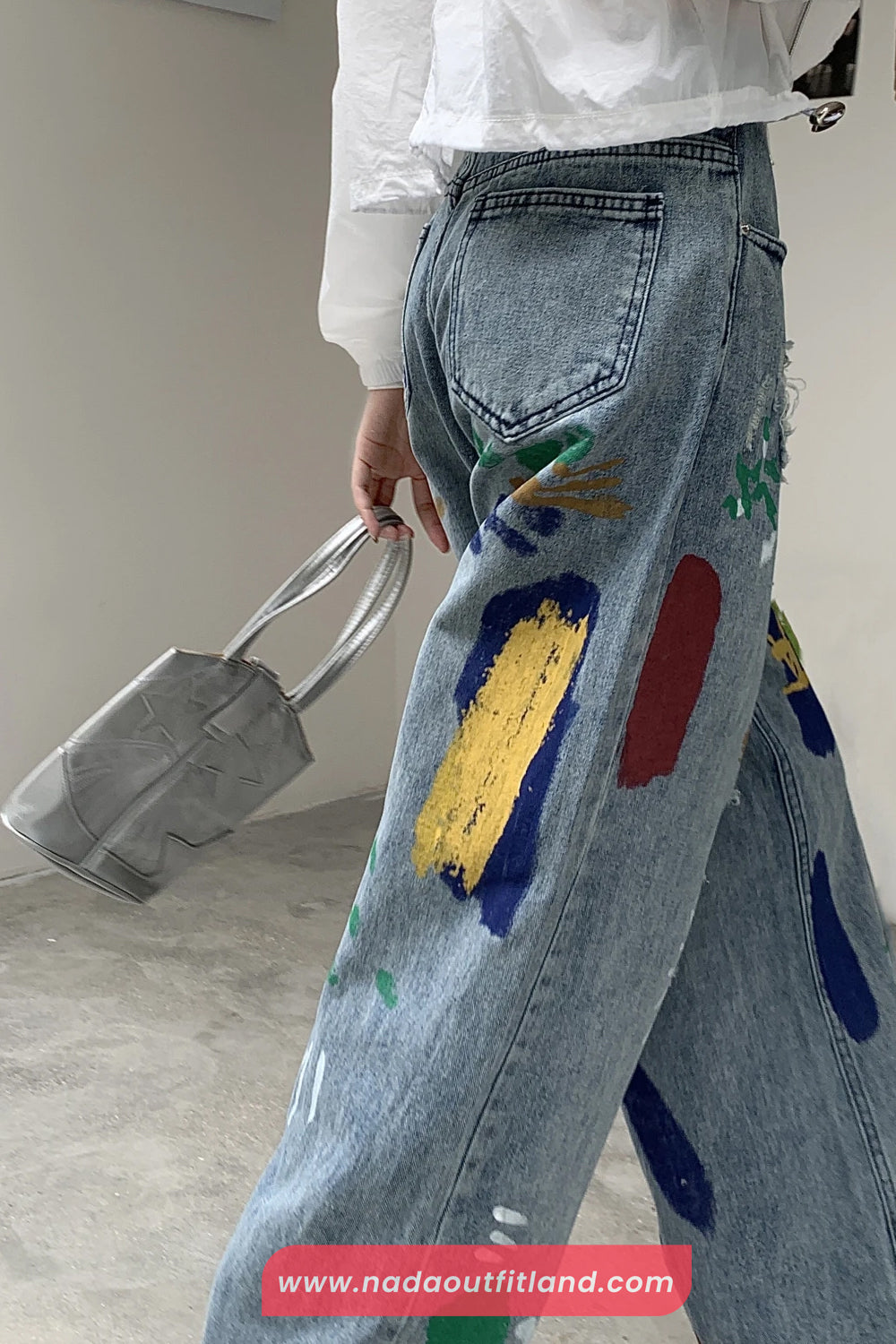 Loose Ripped Style Graffiti Colors Jeans Pants