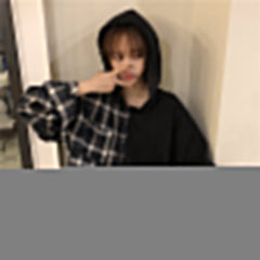 Half Style Combination Hooded Plaid Shirt
