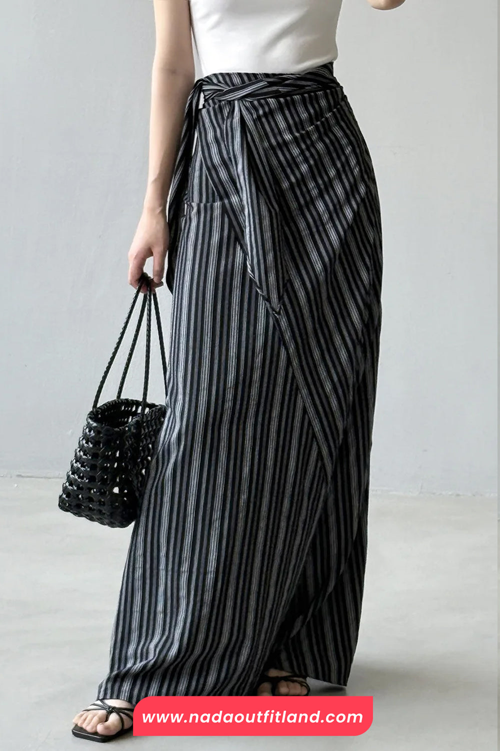 High Waist Striped Irregular Style Elegant Skirts