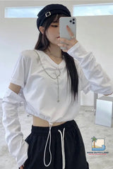 Sexy Removable Sleeve Casual Slim Shirts