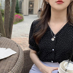 Loose Dot Printed Short Sleeve Shirt