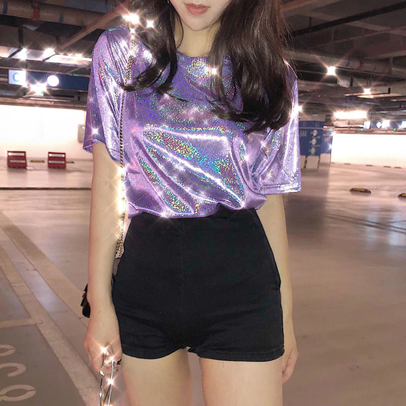 Sexy Stylish Bright Silk Club Shirt