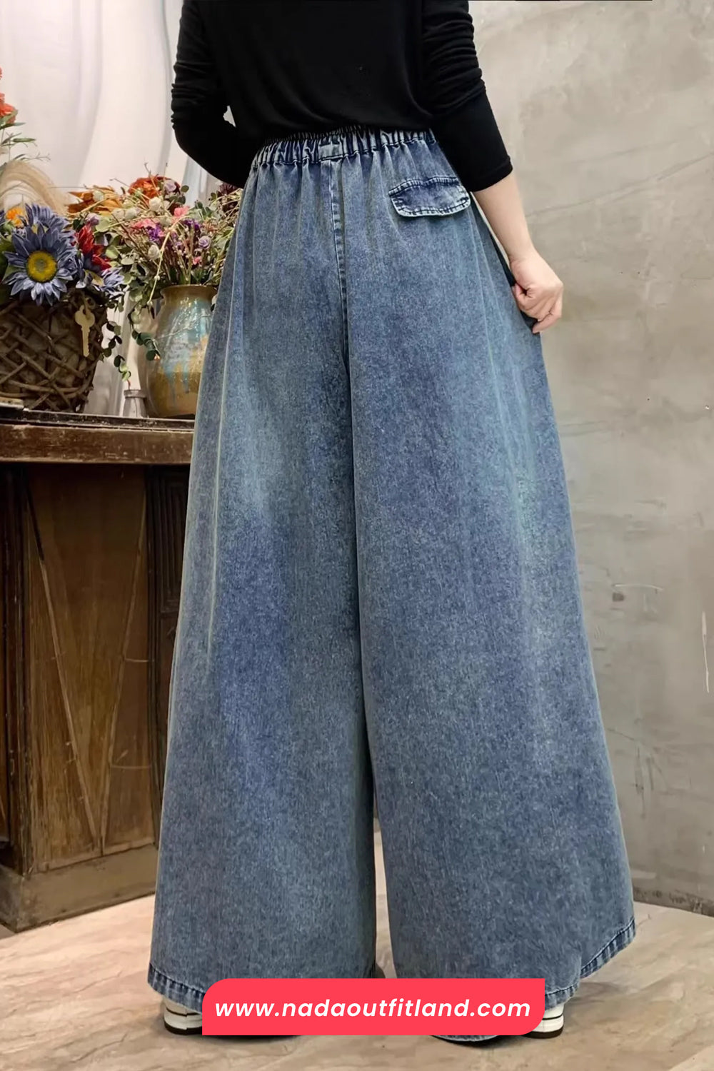 High Waist Loose Wide Leg Denim Long Pants