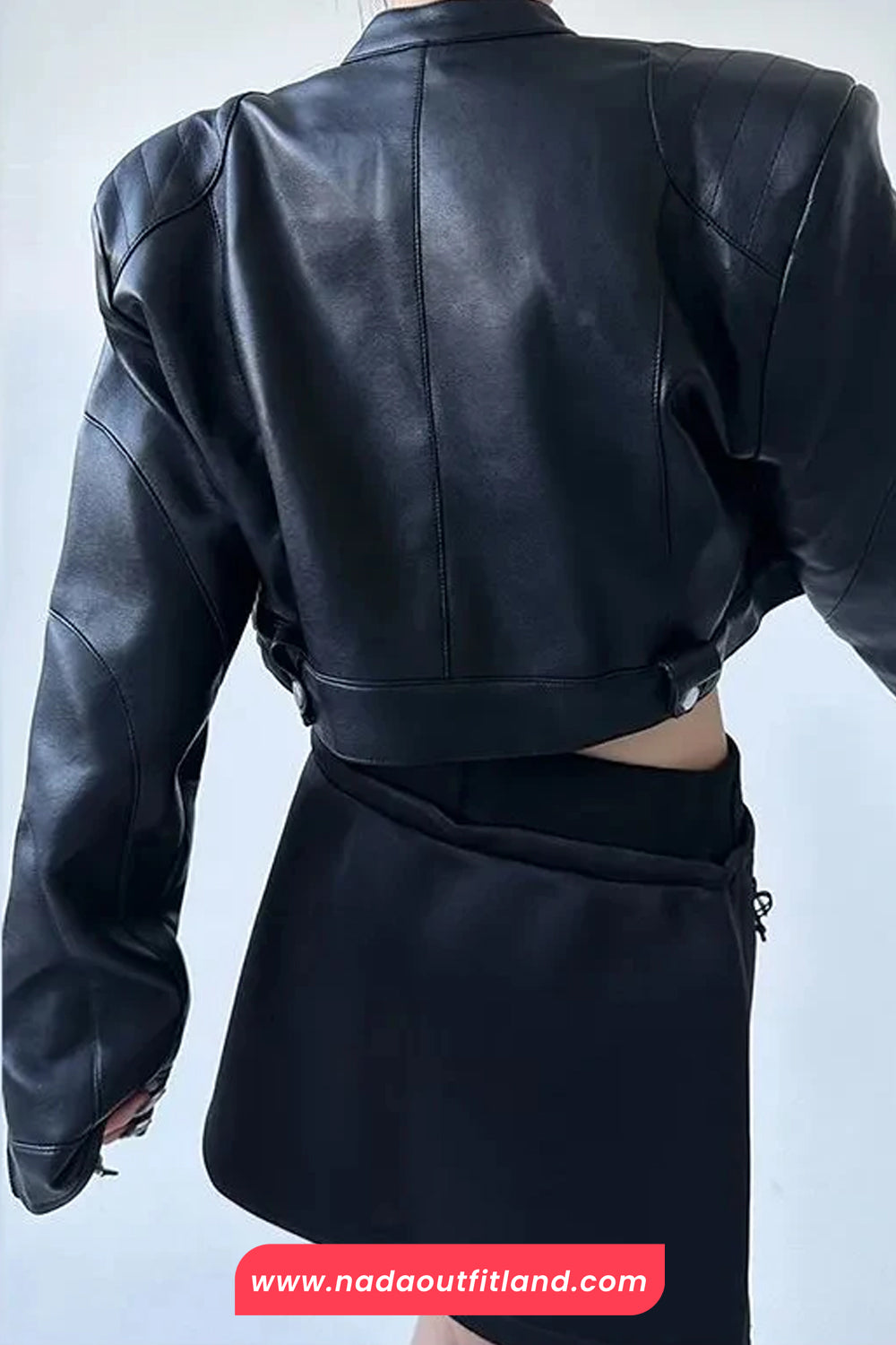 Long Sleeve Sexy Cropped Leather Zipper Jacket