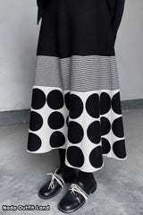 Vintage Polka Dot Striped Pattern Knitted Midi Skirts