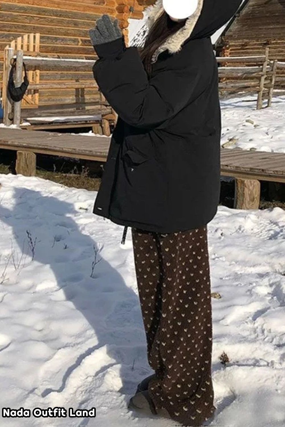 Loose Polka Dots Pattern Lamb Woolen Thick Pants