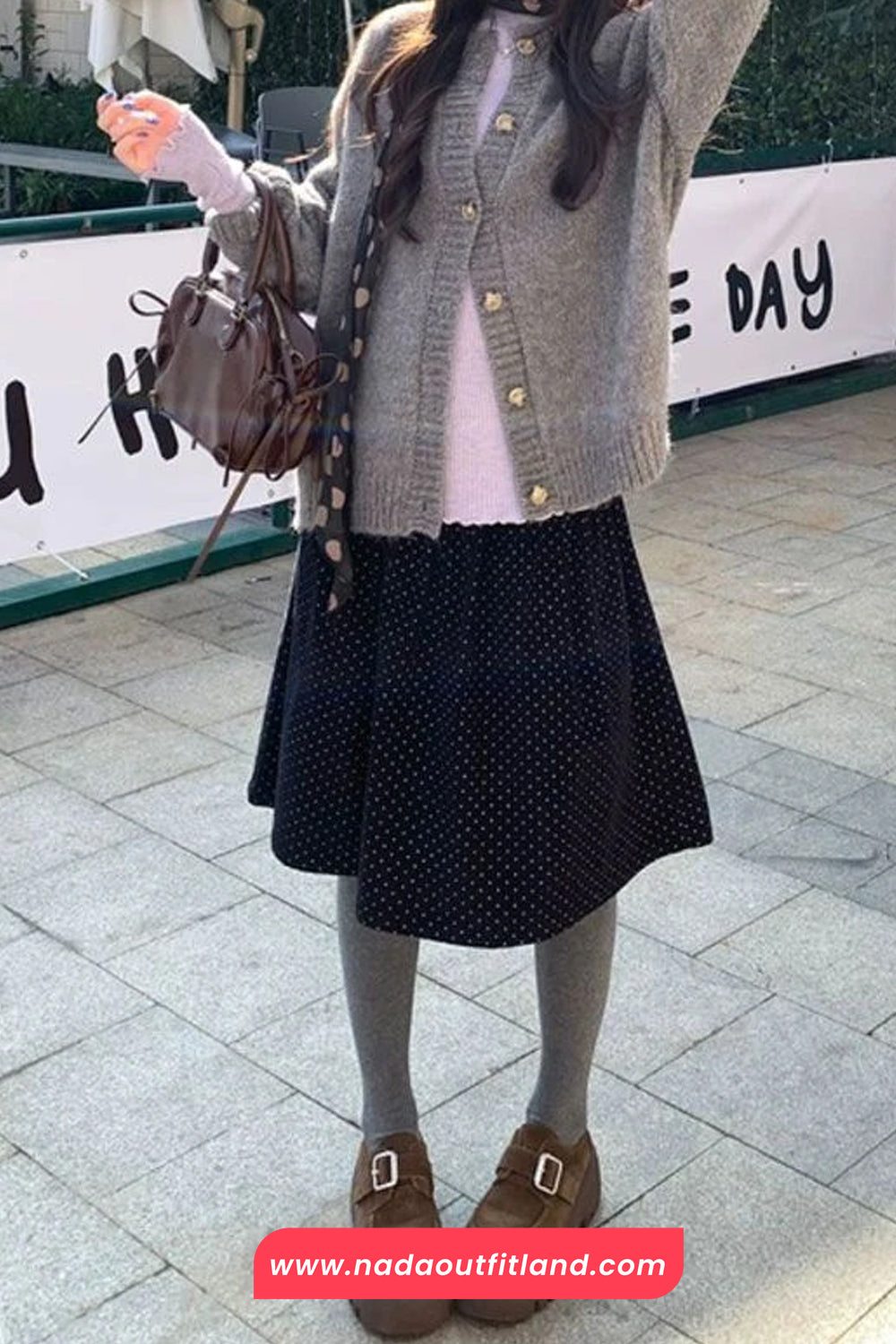 Loose Dots Pattern Corduroy A-Line Skirts