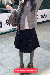 Loose Dots Pattern Corduroy A-Line Skirts