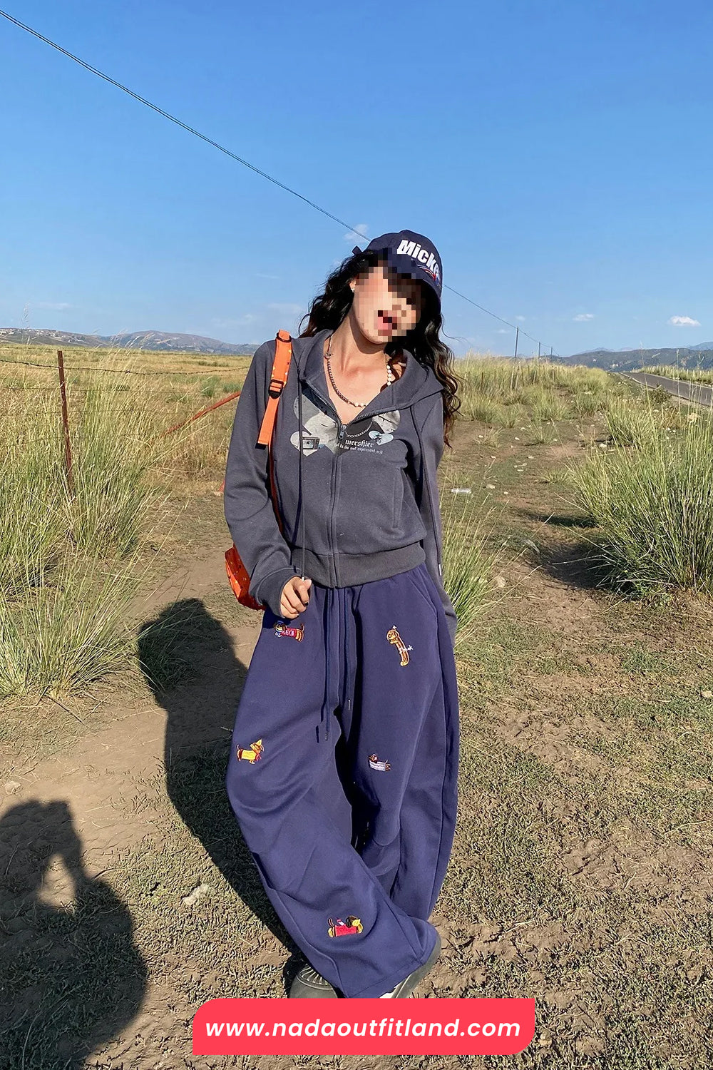 Loose Cute Dog Pattern Embroidered Wide Leg Sweatpants