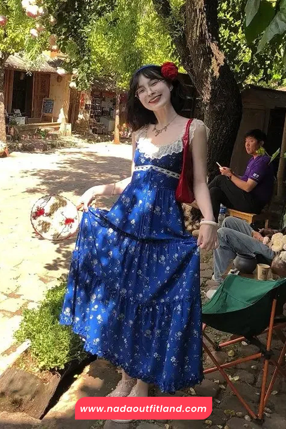 Sexy Cute Floral Pattern Beach Vacation Long Dress