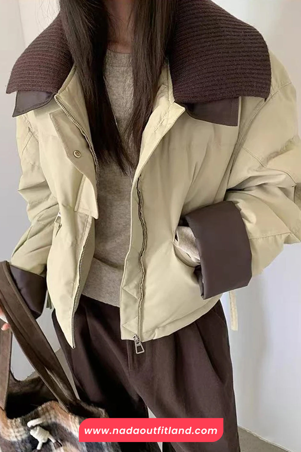 Loose Lapel Collar Parkas Coat Jacket