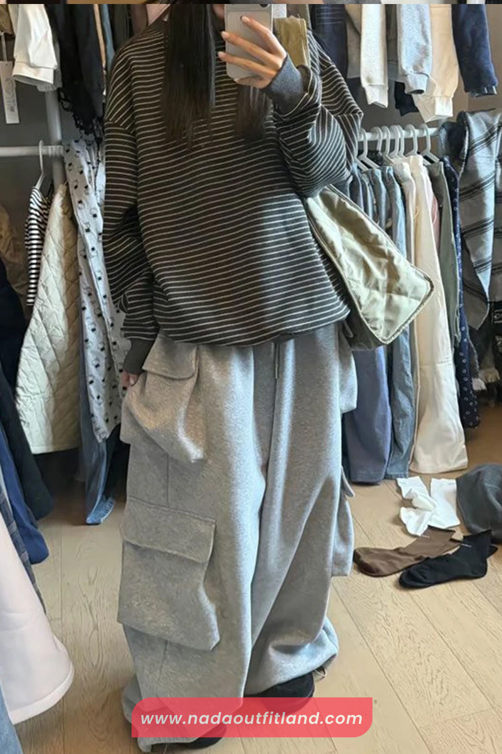 Loose Wide Leg Cargo Pockets Sweatpants
