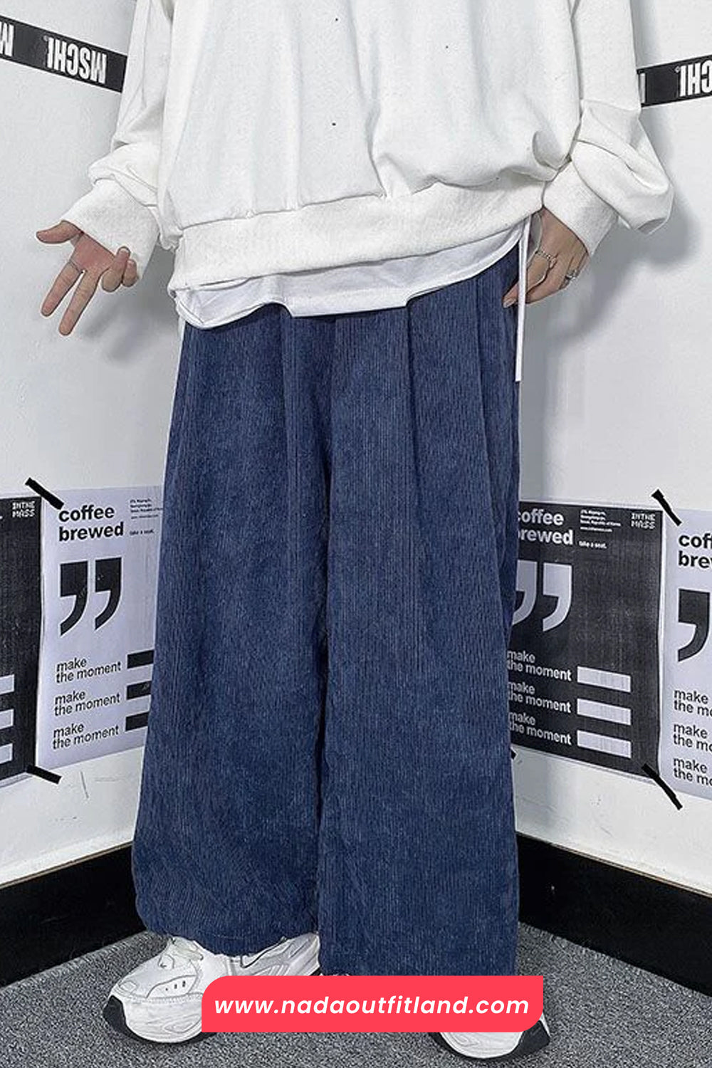 Loose Solid Corduroy Wide Leg Sweatpants