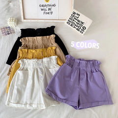 Elastic Waist Ruffle Elegant Summer Shorts