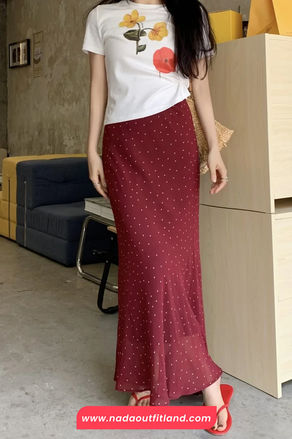 High Waist Polka Dots Pattern Slim Bodycon Mermaid Skirts