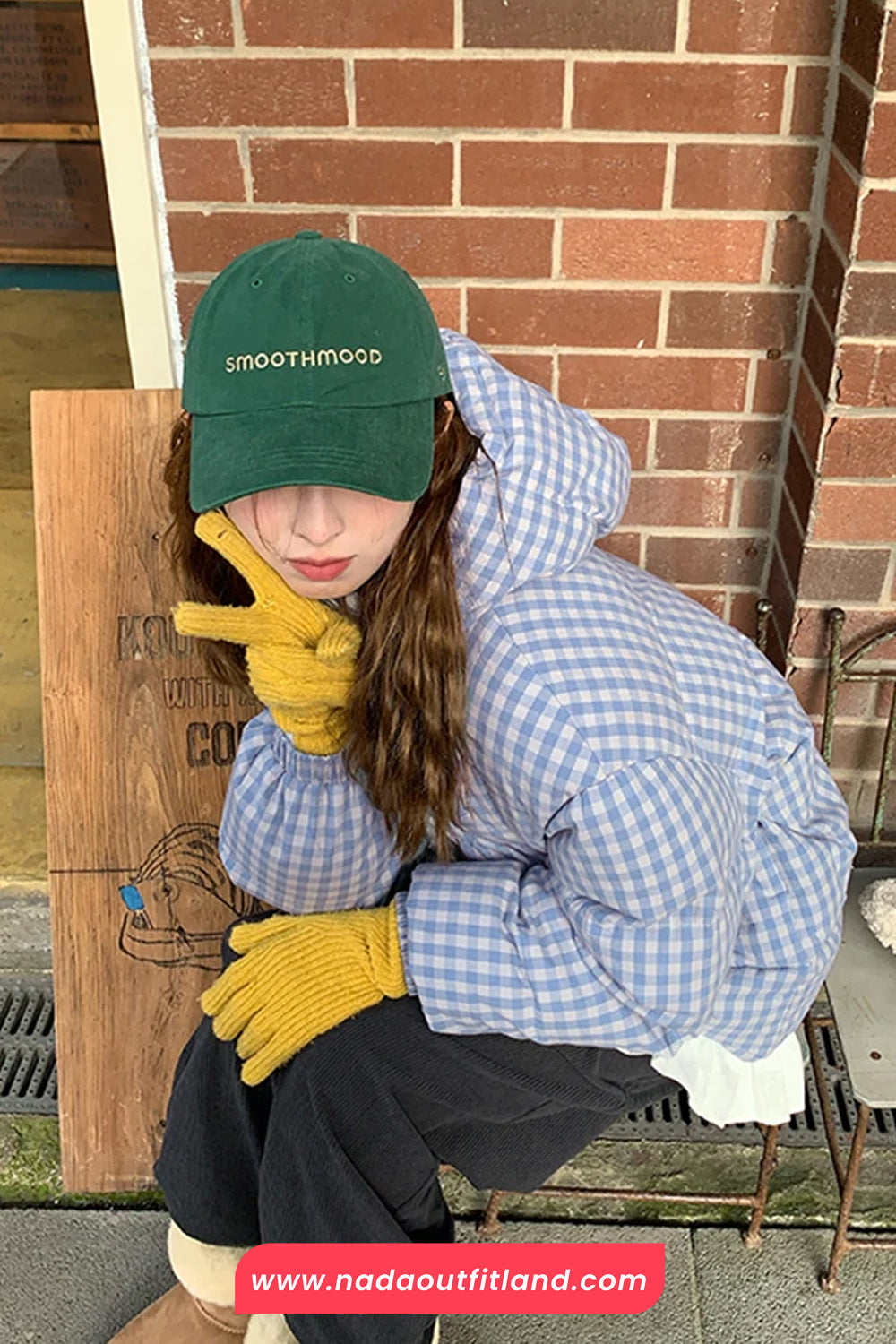 Loose Plaid Colors Hooded Parkas Coat Jacket