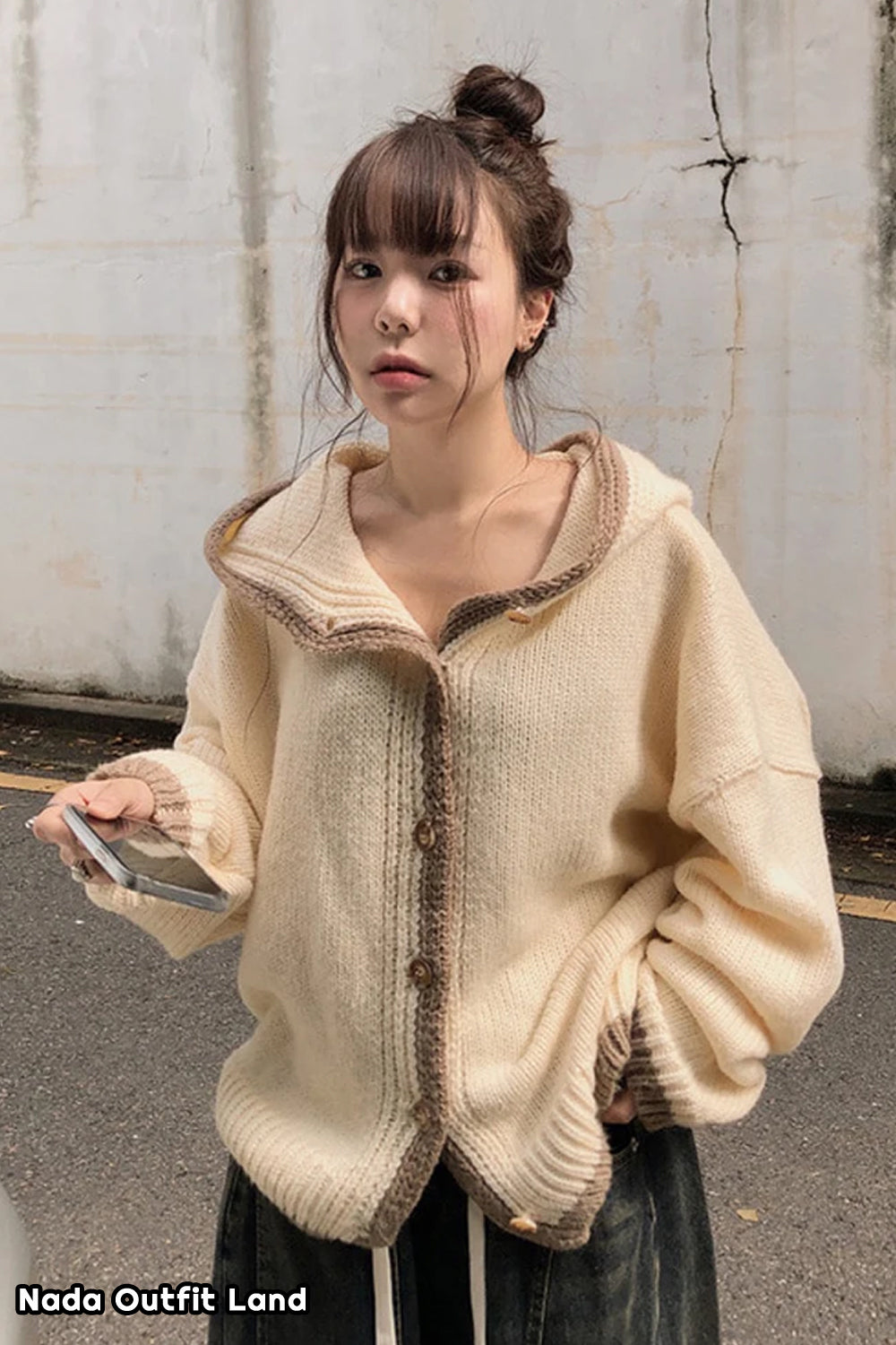 Long Sleeve Knitwear Hooded Cardigan Sweater