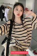 Long Sleeve O-Neck Striped Summer Shirts