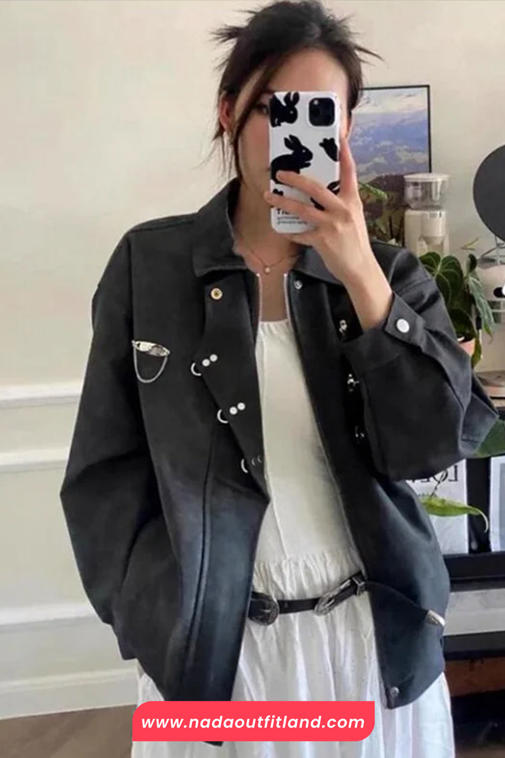 Loose Pins Buckle Buttons Style Streetwear Jacket