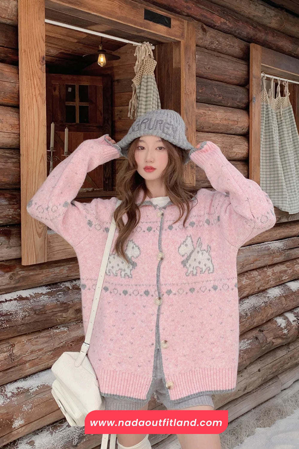 Long Sleeve Cute Dog Pattern Christmas Cardigan Sweater