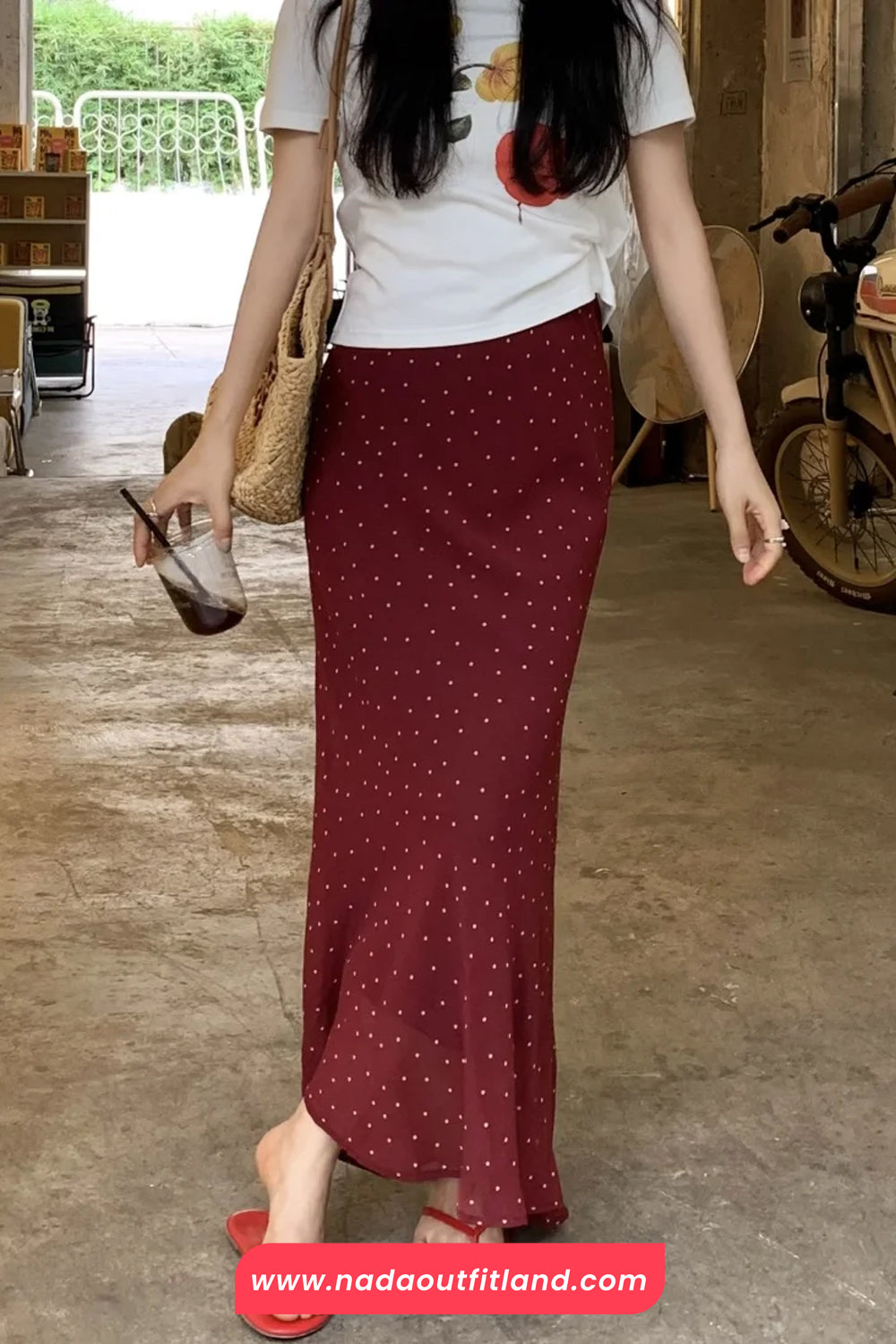 High Waist Polka Dots Pattern Slim Bodycon Mermaid Skirts