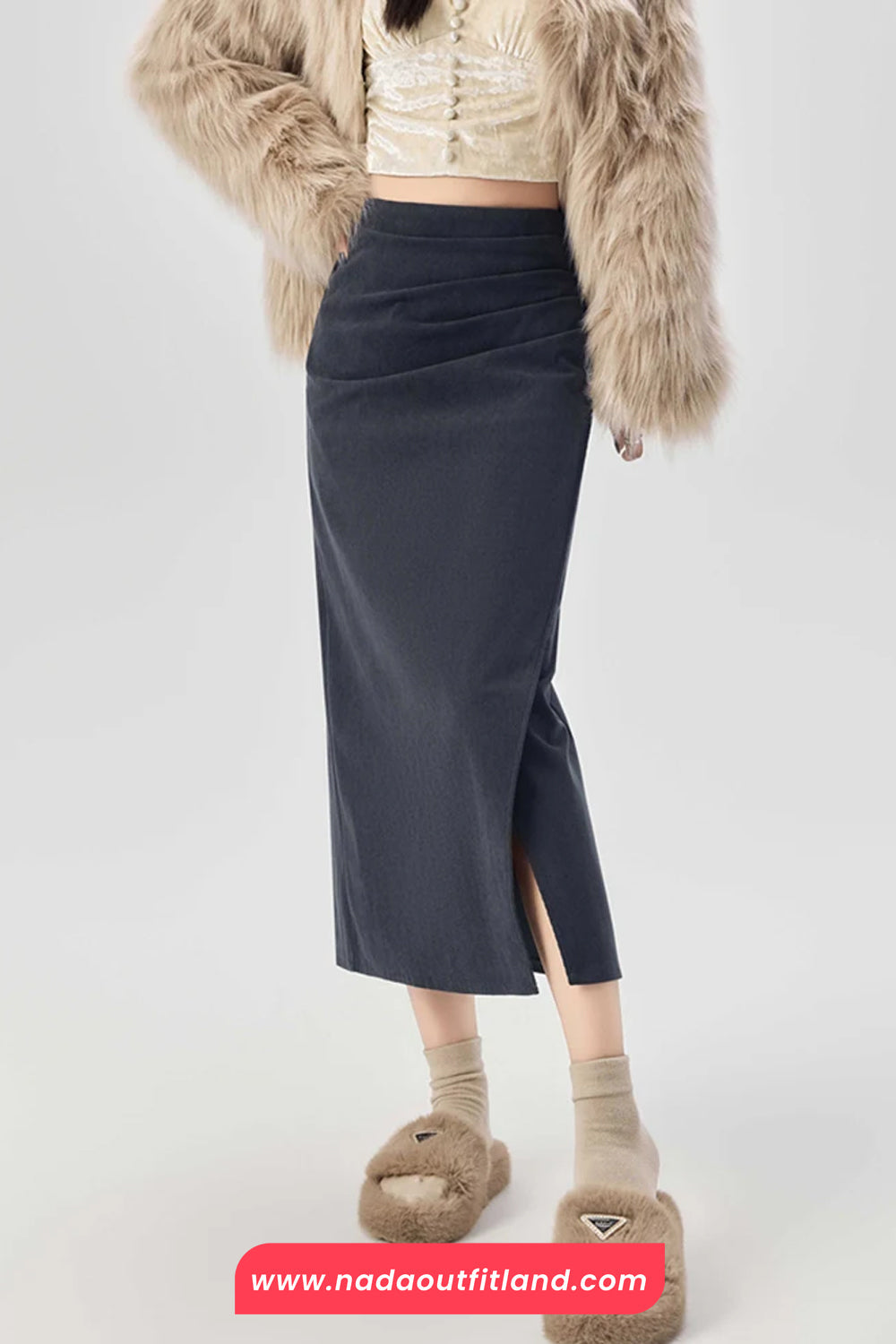 High Waist Sexy Folds Wrap Elegant Corduroy Skirts