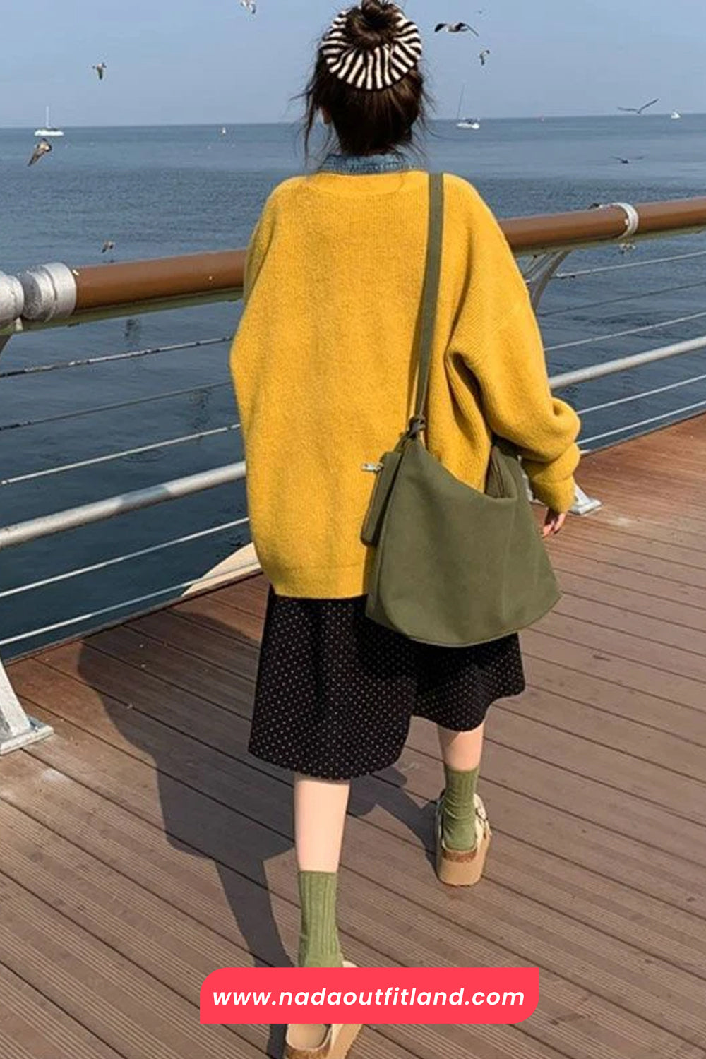 Loose Dots Pattern Corduroy A-Line Skirts