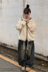Long Sleeve Knitwear Hooded Cardigan Sweater