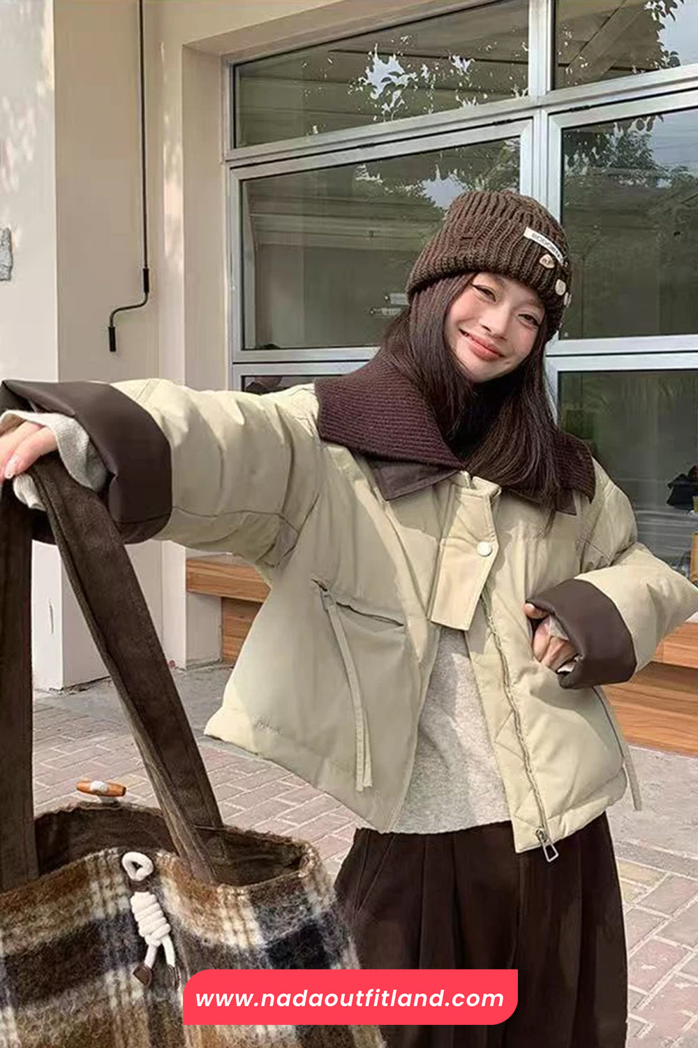 Loose Lapel Collar Parkas Coat Jacket