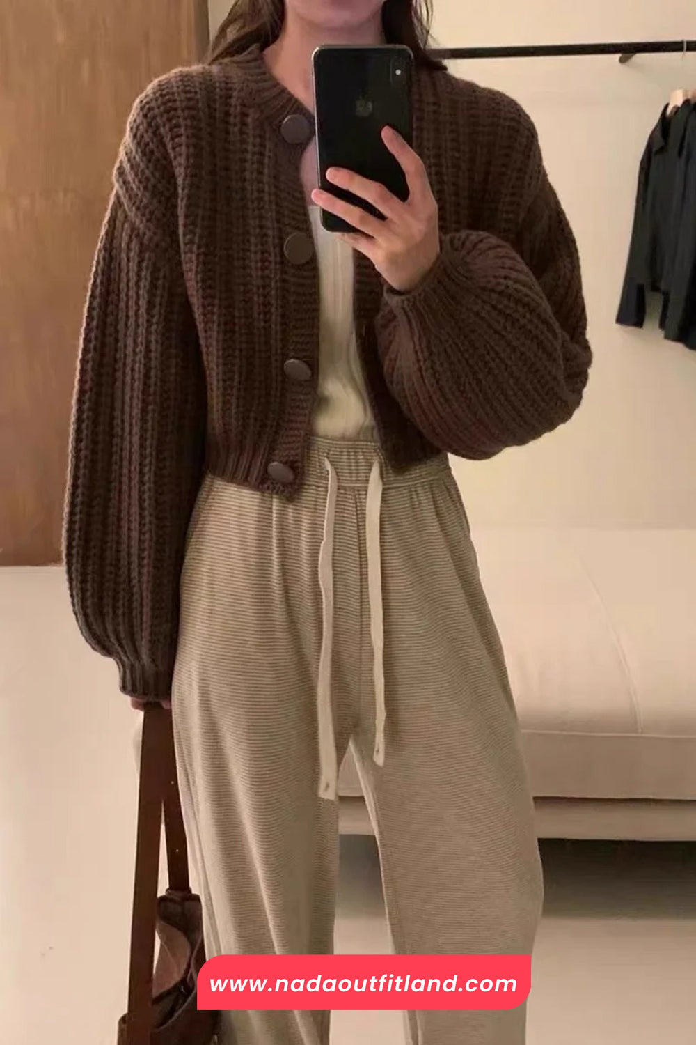 Long Sleeve Knitted Short Cardigan Sweater