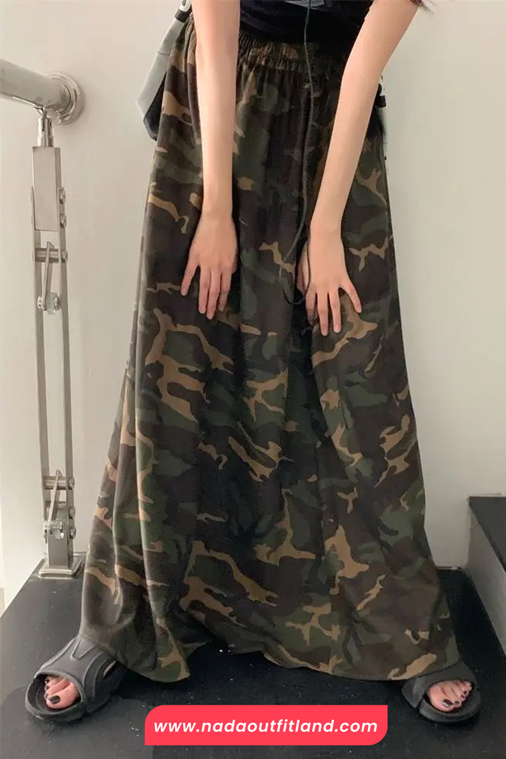 High Waist Camouflage Pattern A-Line Long Skirts