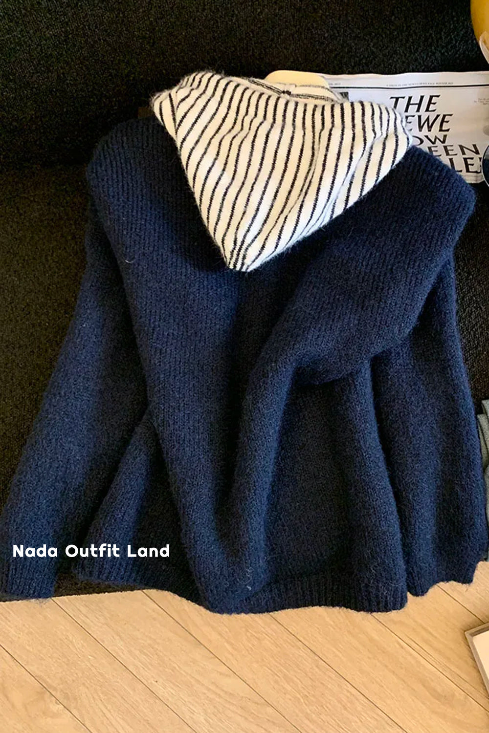 Vintage Hooded Striped Woolen Cardigan Sweater