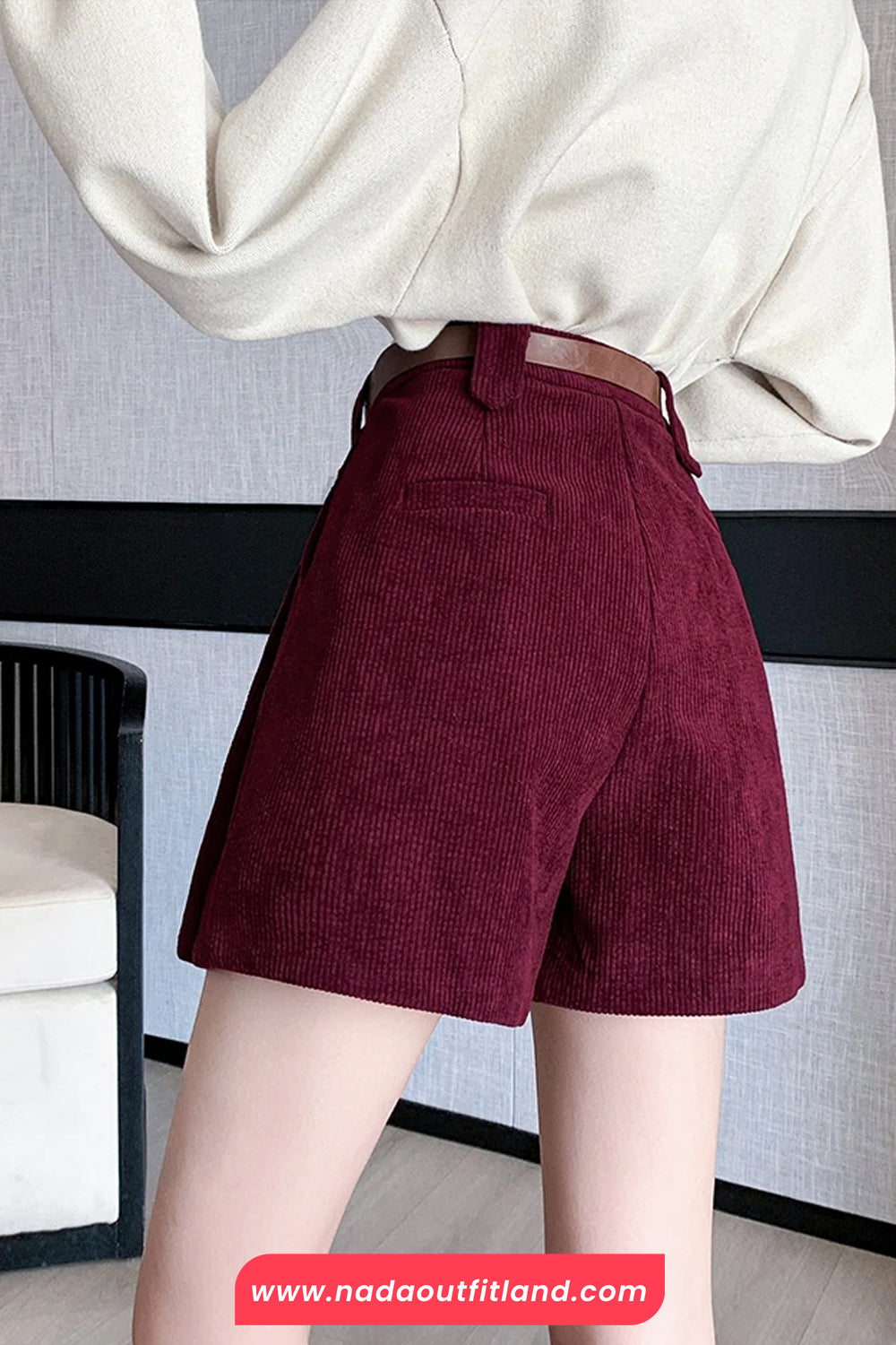 High Waist A-Line Pleated Corduroy Mini Skirts
