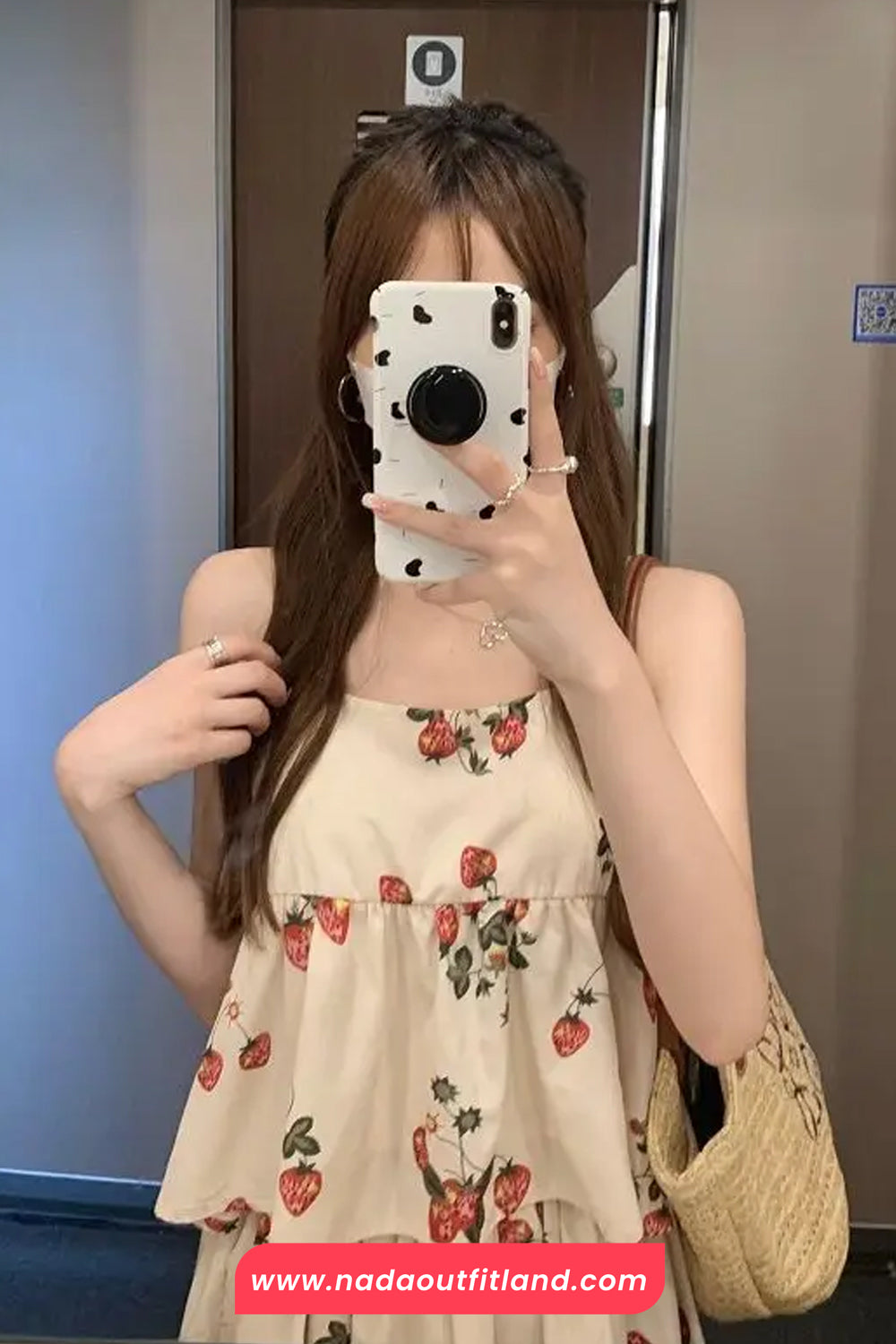 Two Piece Cute Strawberries Pattern Dress Skirts Set