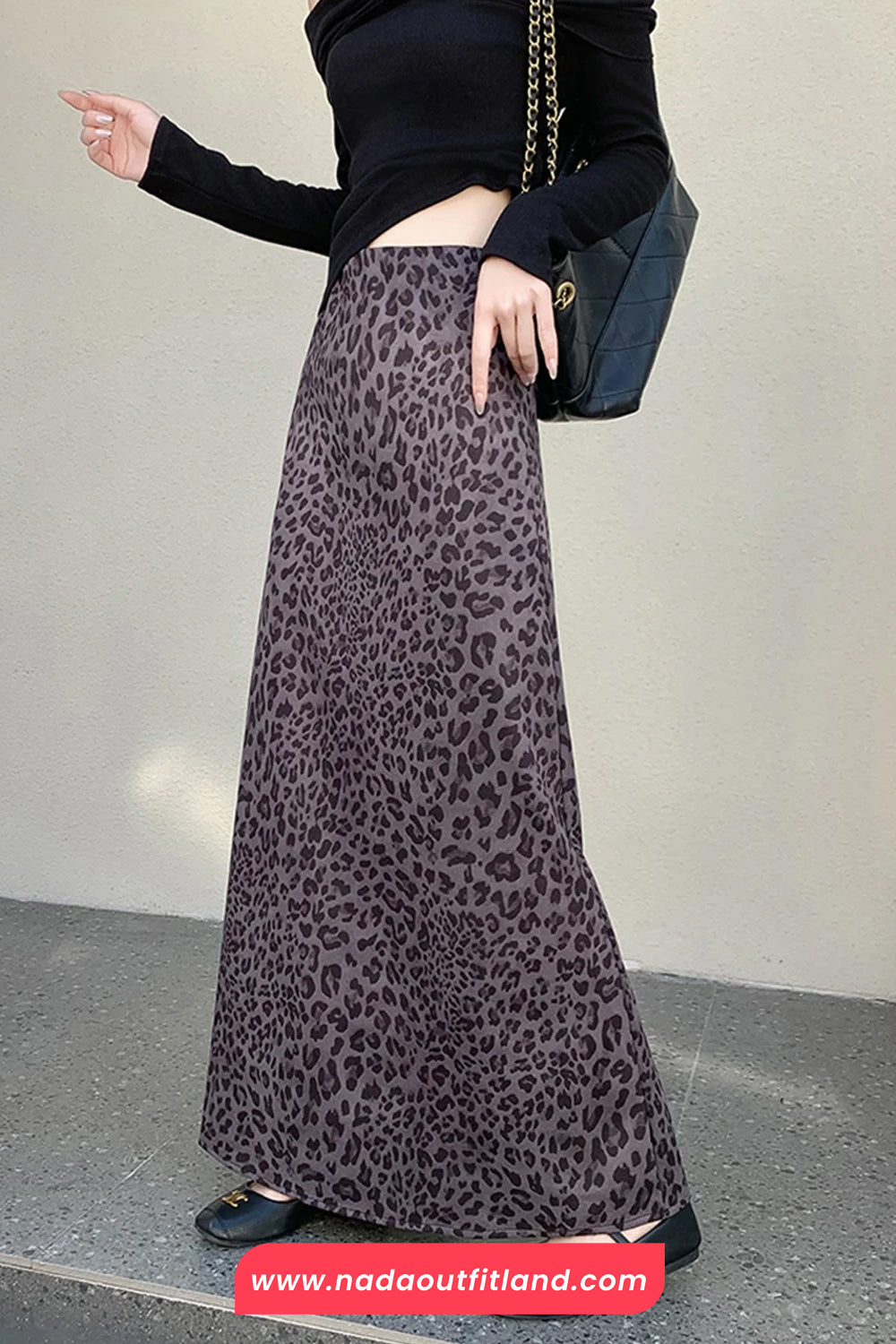 High Waist Vintage Leopard Pattern Elegant Office Skirts