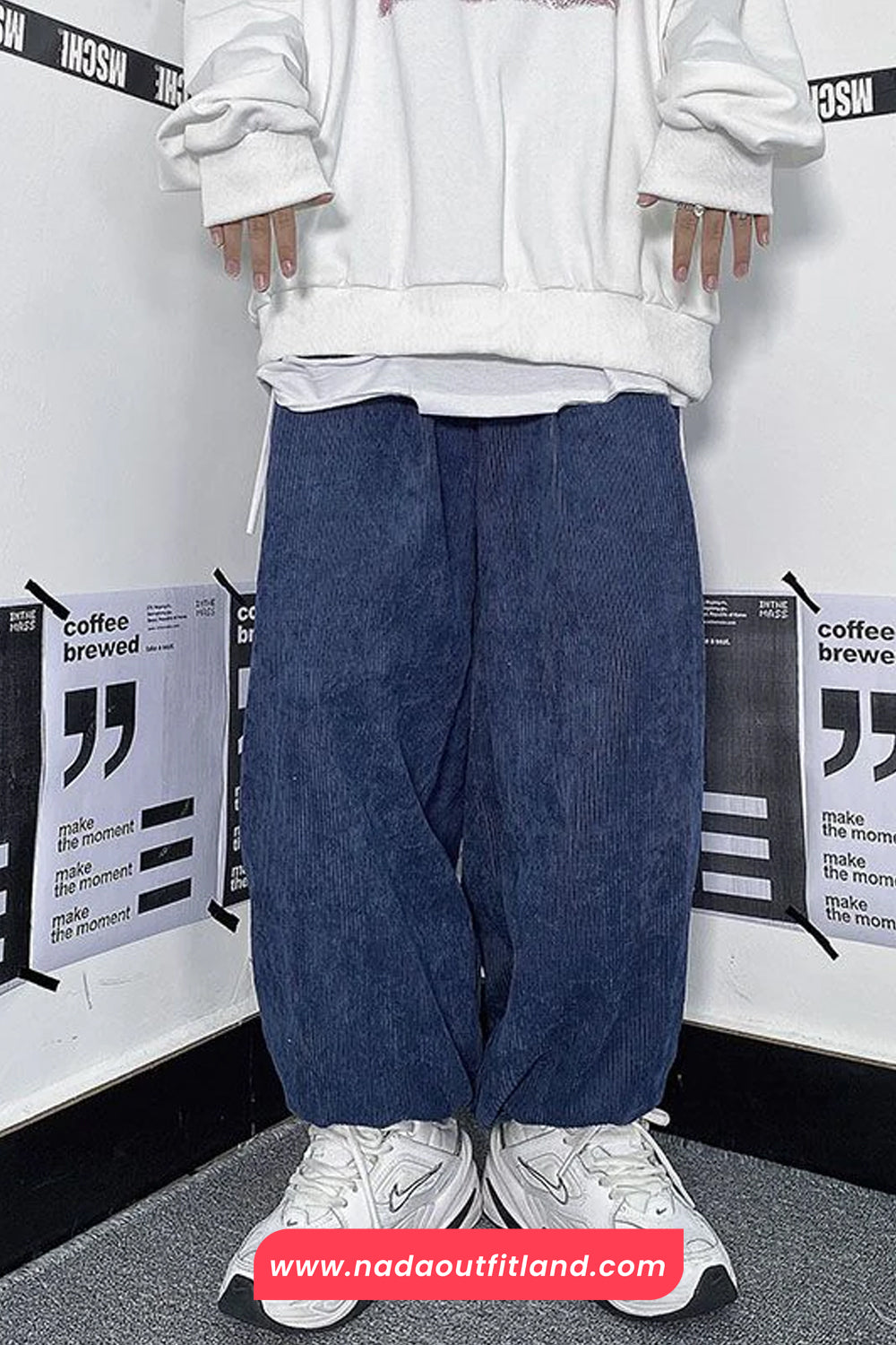 Loose Solid Corduroy Wide Leg Sweatpants