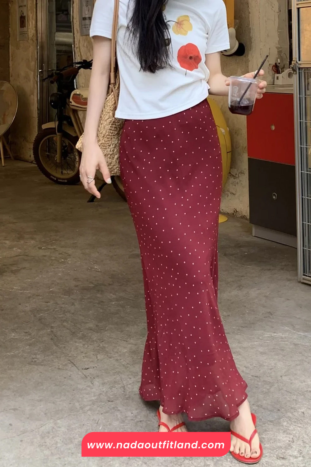 High Waist Polka Dots Pattern Slim Bodycon Mermaid Skirts