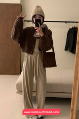 Long Sleeve Knitted Short Cardigan Sweater
