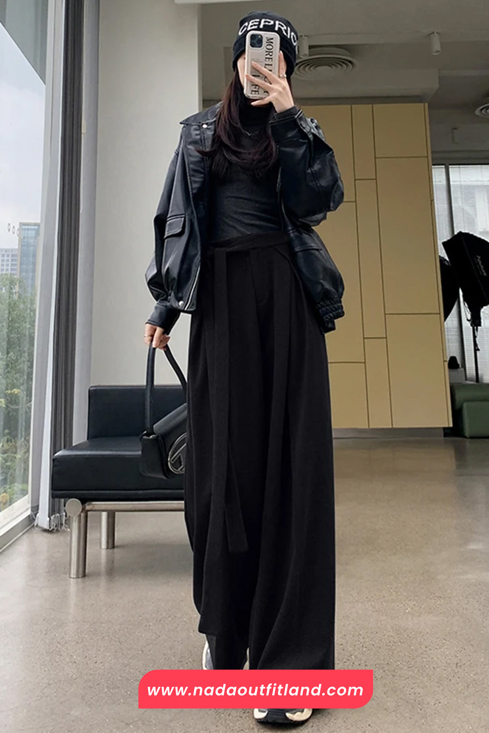 Loose Woolen Lace Up Wide Leg Pants