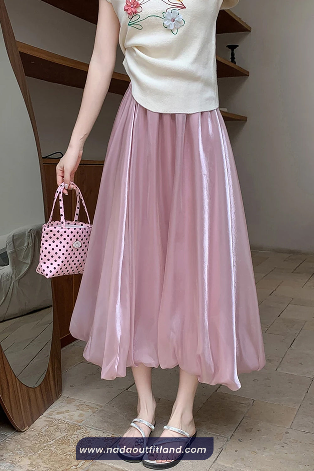 High Waist Ball Gown Elegant Long Satin Skirts